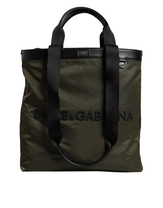 Dolce & Gabbana Military Green Nylon Shoulder Strap Tote Bag - ClickThatClicks 