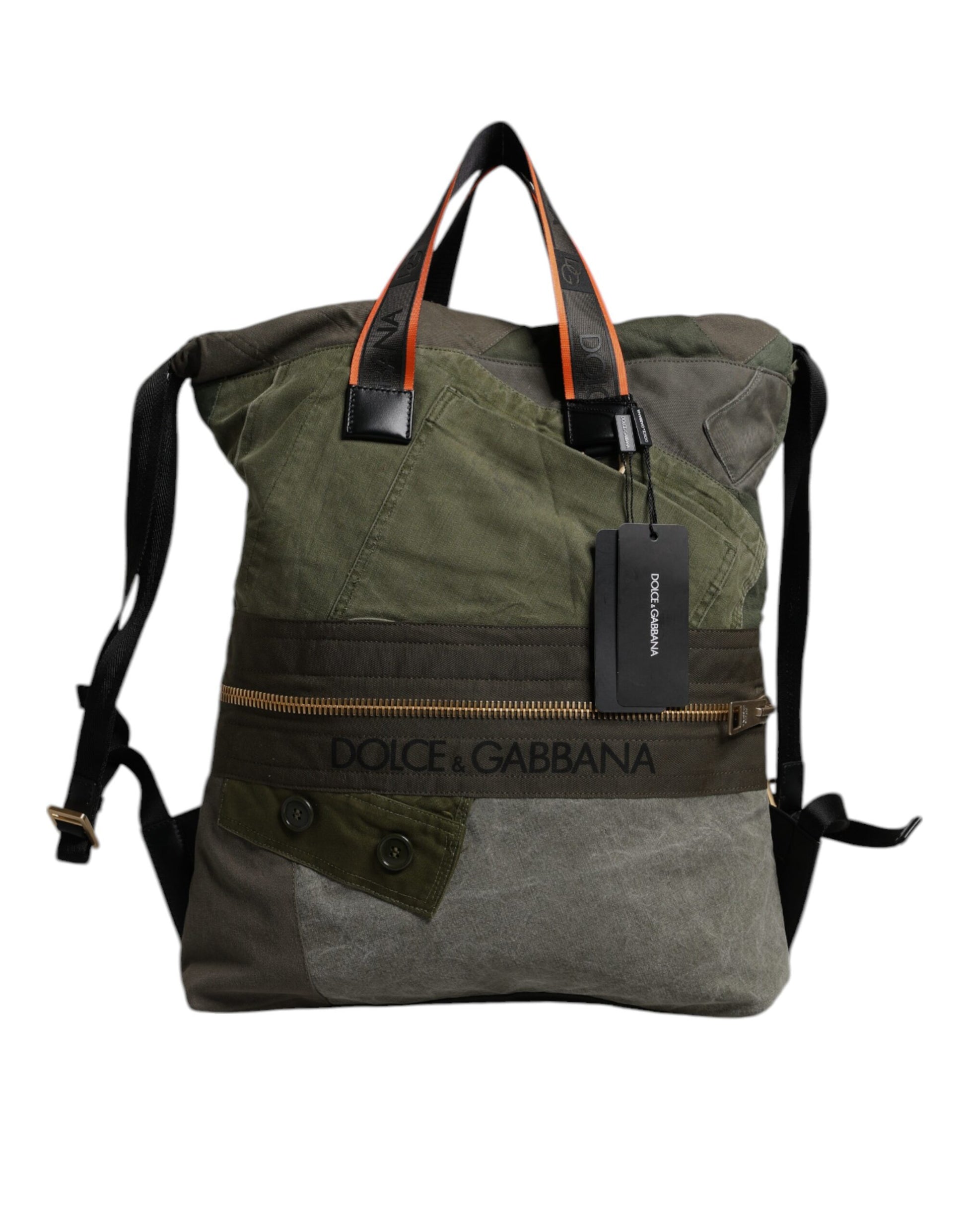 Dolce & Gabbana Military Green Patchwork Rucksack Backpack Bag - ClickThatClicks 