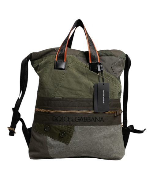 Dolce & Gabbana Military Green Patchwork Rucksack Backpack Bag - ClickThatClicks 