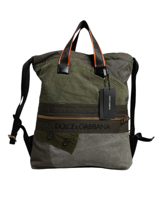 Dolce & Gabbana Military Green Patchwork Rucksack Backpack Bag - ClickThatClicks 