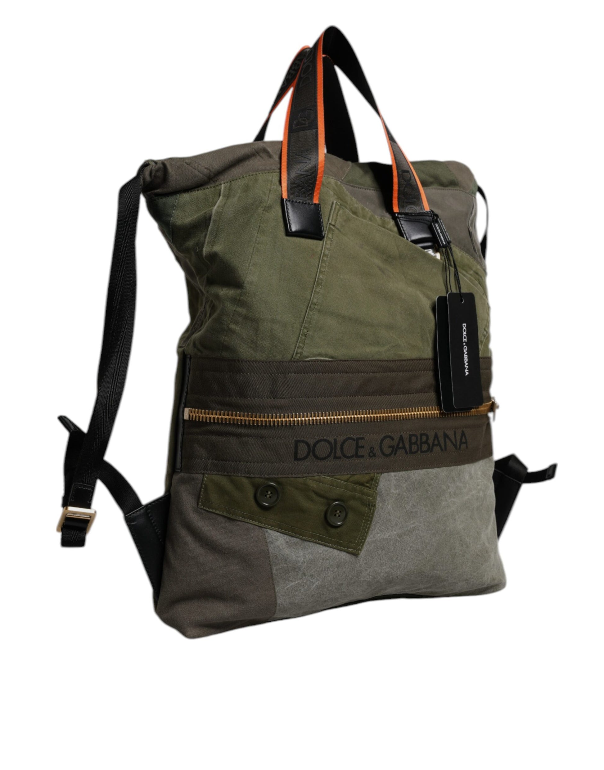 Dolce & Gabbana Military Green Patchwork Rucksack Backpack Bag - ClickThatClicks 
