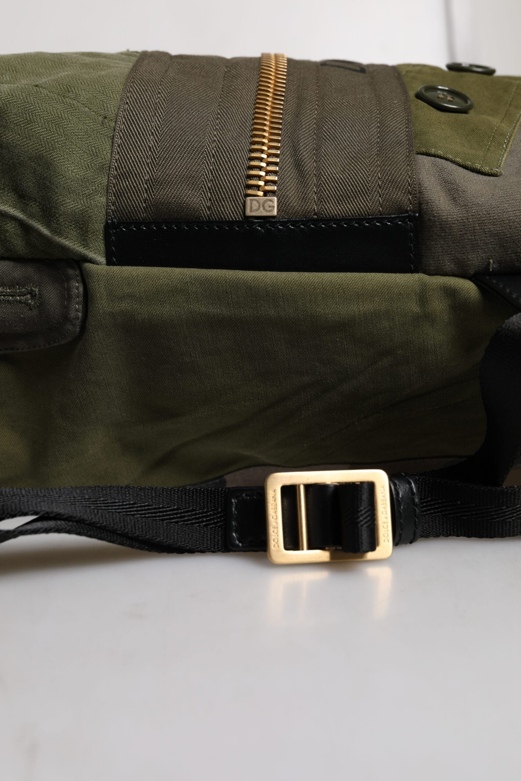 Dolce & Gabbana Military Green Patchwork Rucksack Backpack Bag - ClickThatClicks 