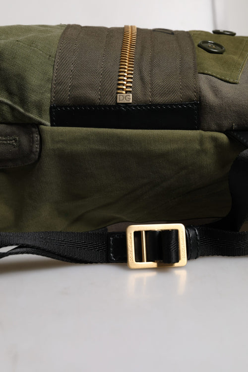 Dolce & Gabbana Military Green Patchwork Rucksack Backpack Bag - ClickThatClicks 