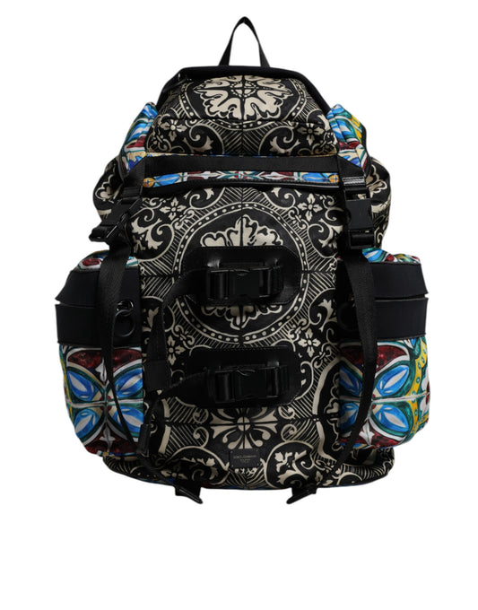 Dolce & Gabbana Multicolor Maiolica Print Nylon Backpack Bag - ClickThatClicks 