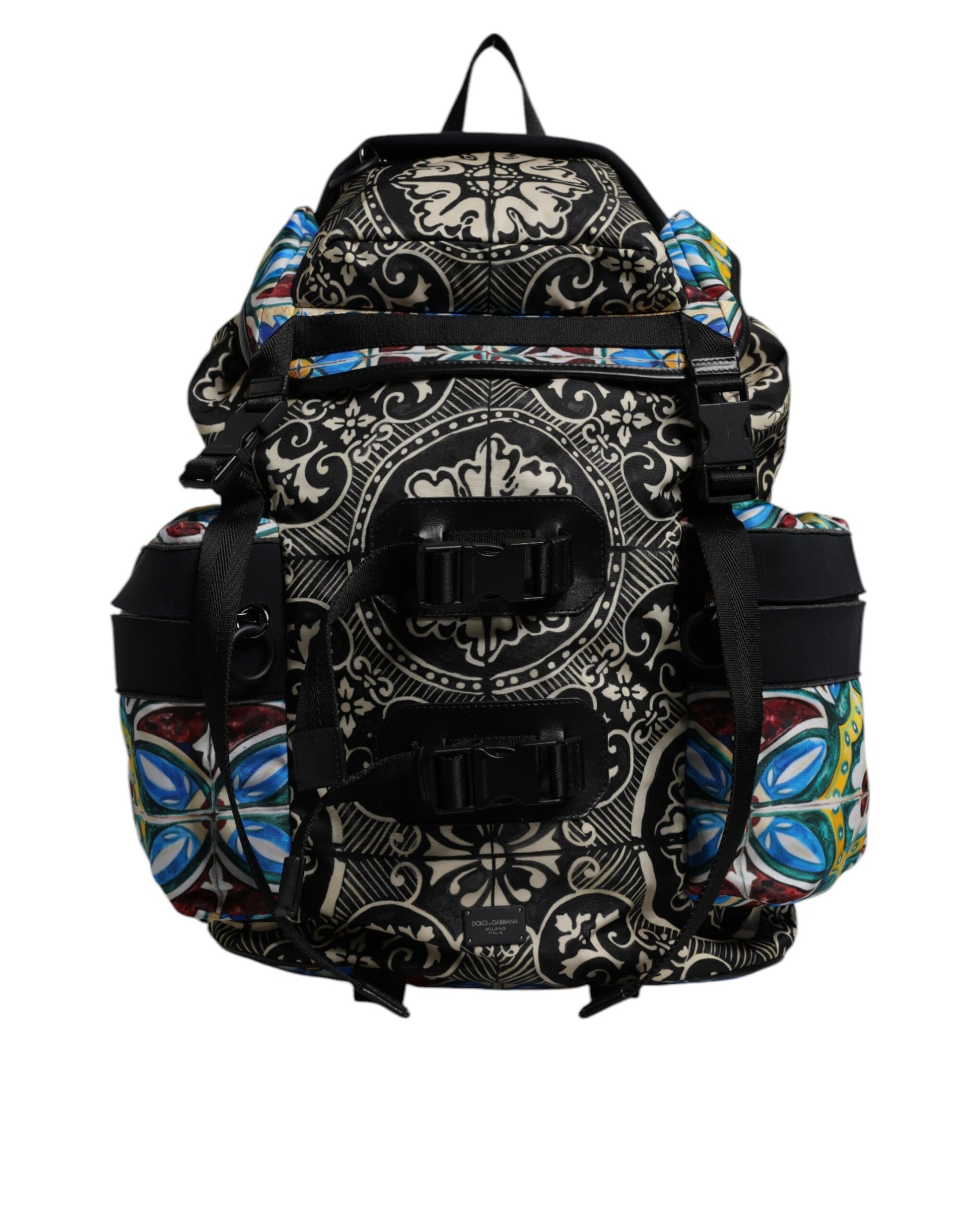 Dolce & Gabbana Multicolor Maiolica Print Nylon Backpack Bag - ClickThatClicks 