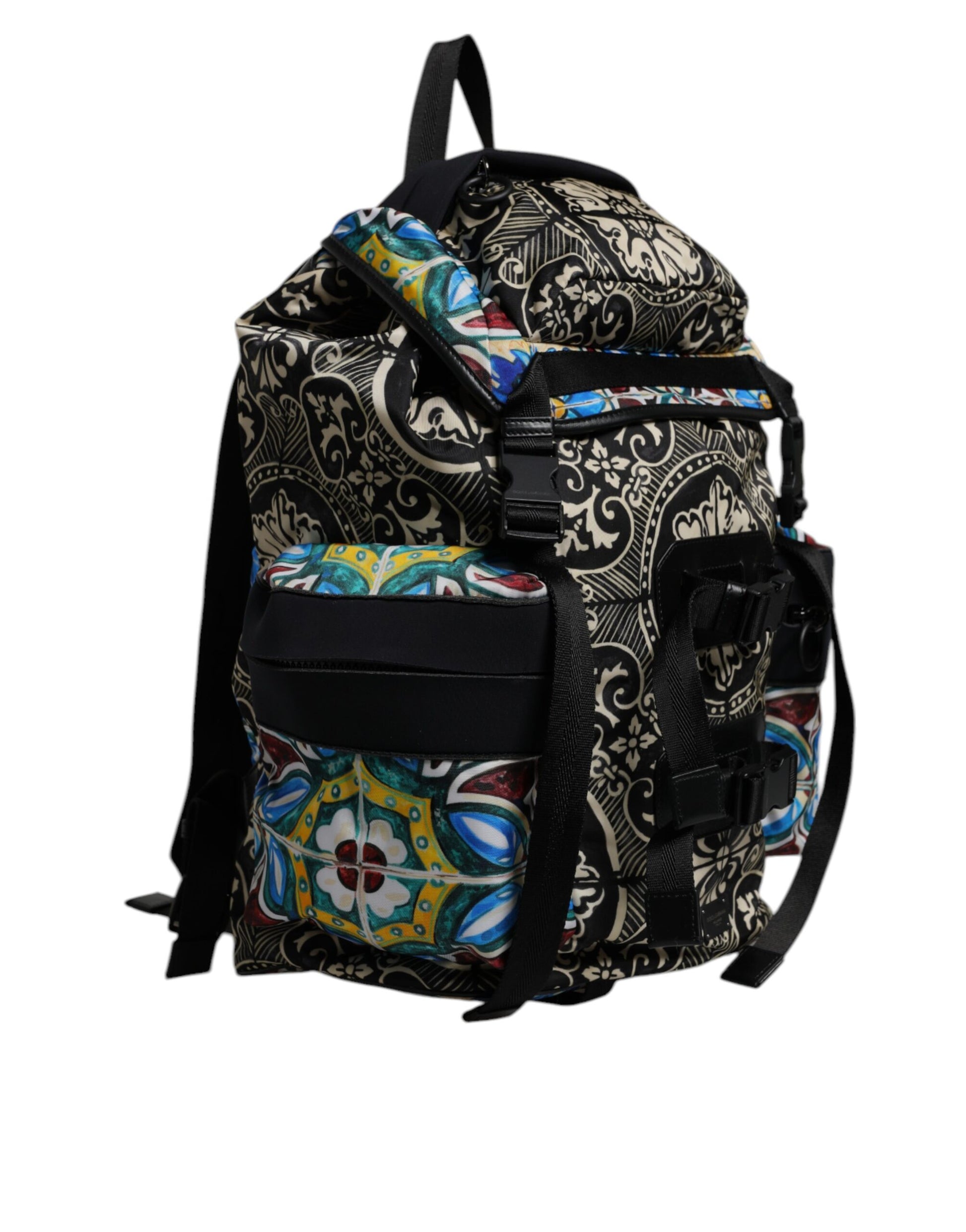 Dolce & Gabbana Multicolor Maiolica Print Nylon Backpack Bag - ClickThatClicks 
