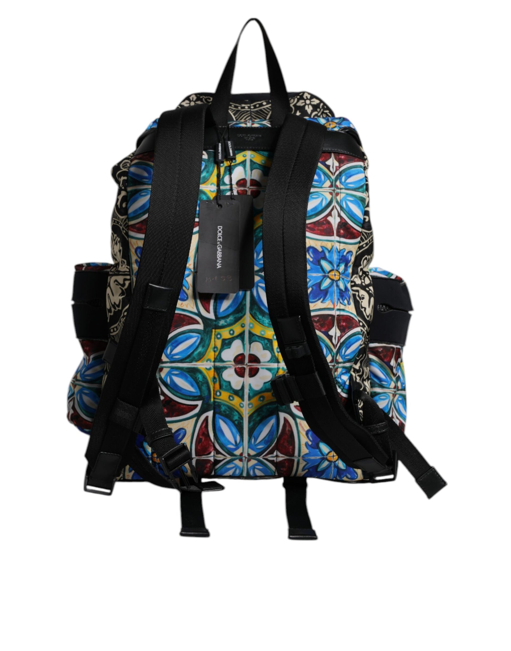 Dolce & Gabbana Multicolor Maiolica Print Nylon Backpack Bag - ClickThatClicks 