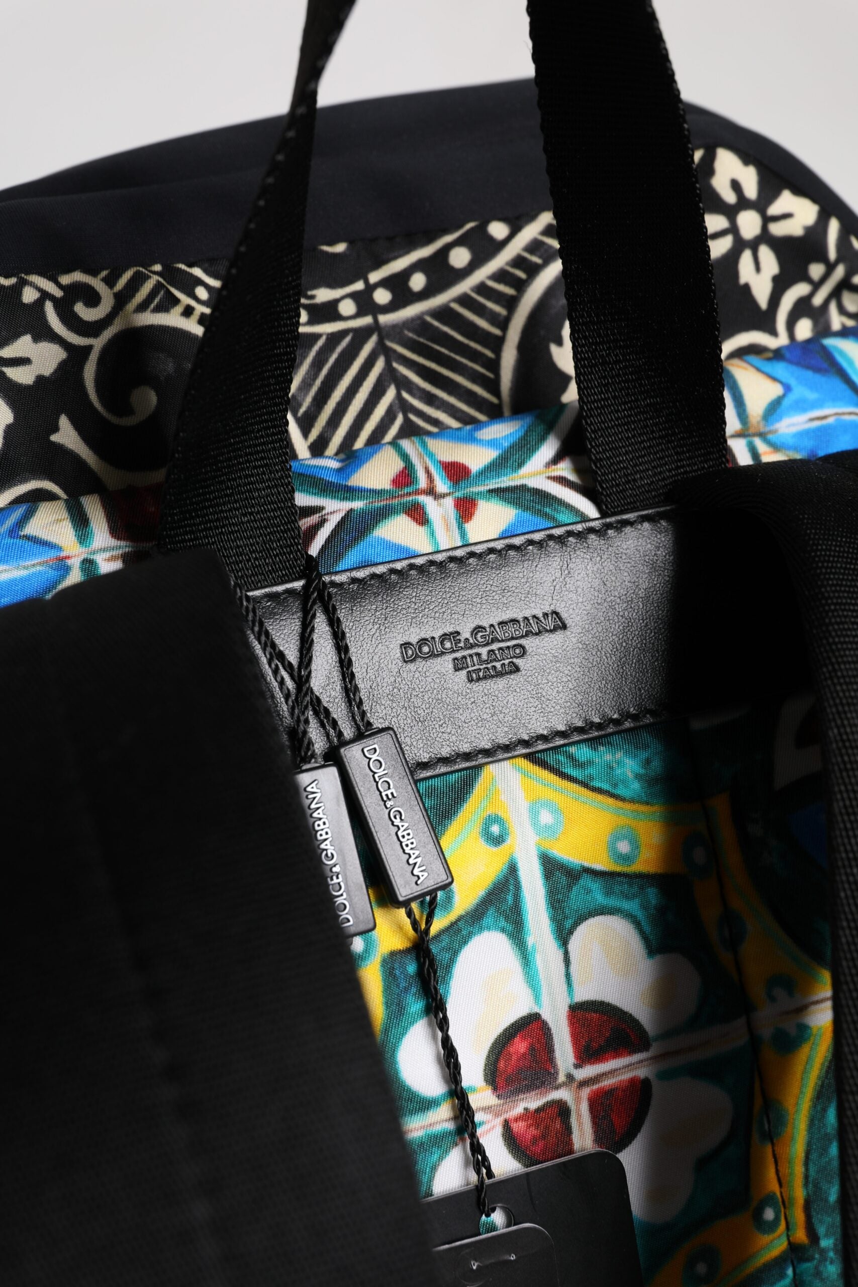 Dolce & Gabbana Multicolor Maiolica Print Nylon Backpack Bag - ClickThatClicks 