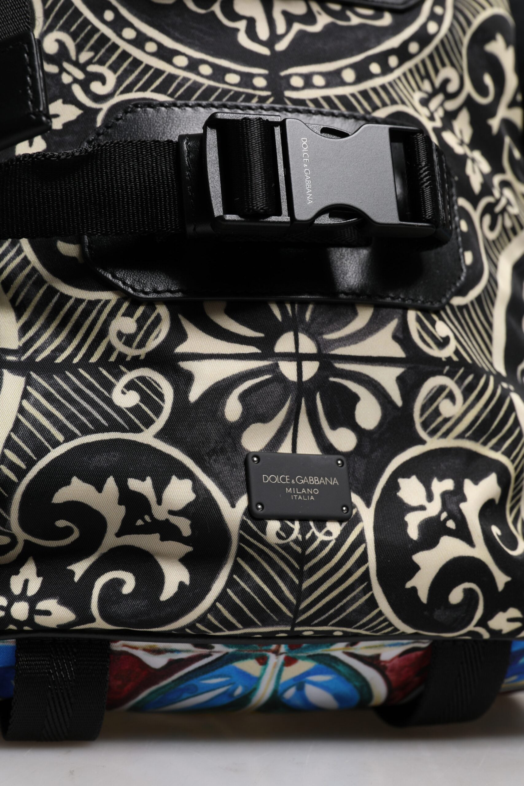 Dolce & Gabbana Multicolor Maiolica Print Nylon Backpack Bag - ClickThatClicks 