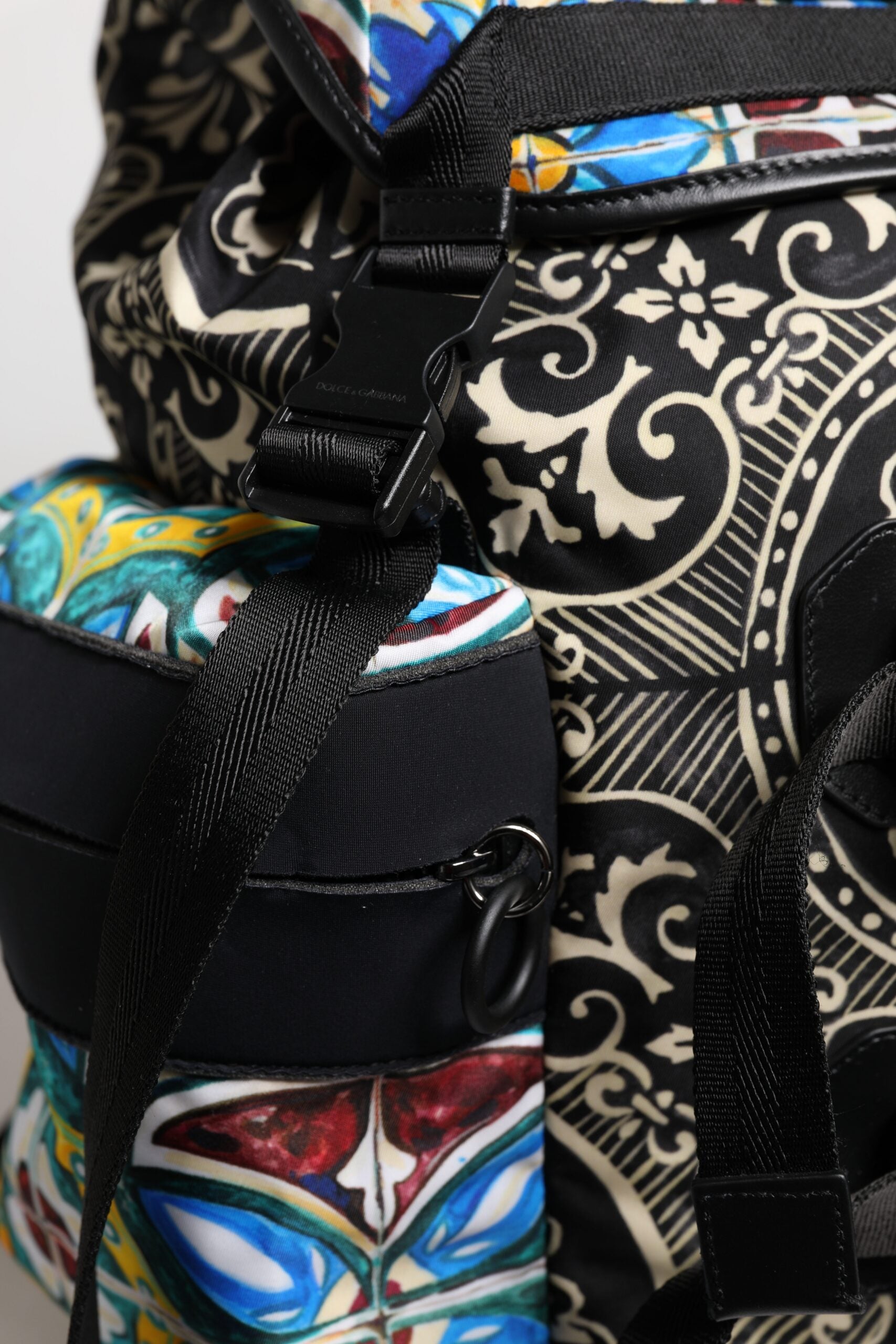 Dolce & Gabbana Multicolor Maiolica Print Nylon Backpack Bag - ClickThatClicks 