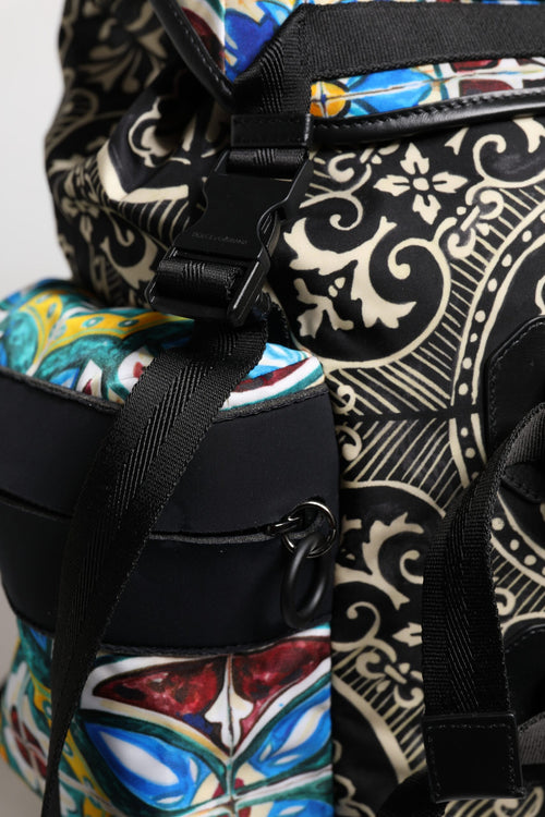 Dolce & Gabbana Multicolor Maiolica Print Nylon Backpack Bag - ClickThatClicks 
