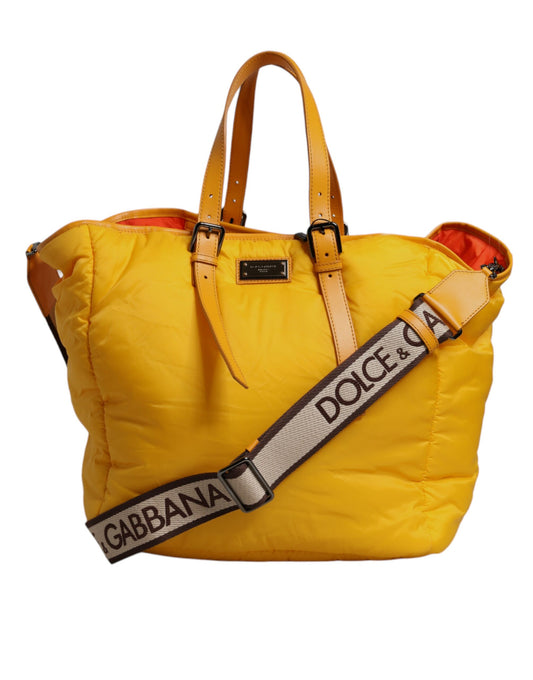 Dolce & Gabbana Yellow Orange Nylon Logo Plaque Hand Shoulder Duffle Bag - ClickThatClicks 