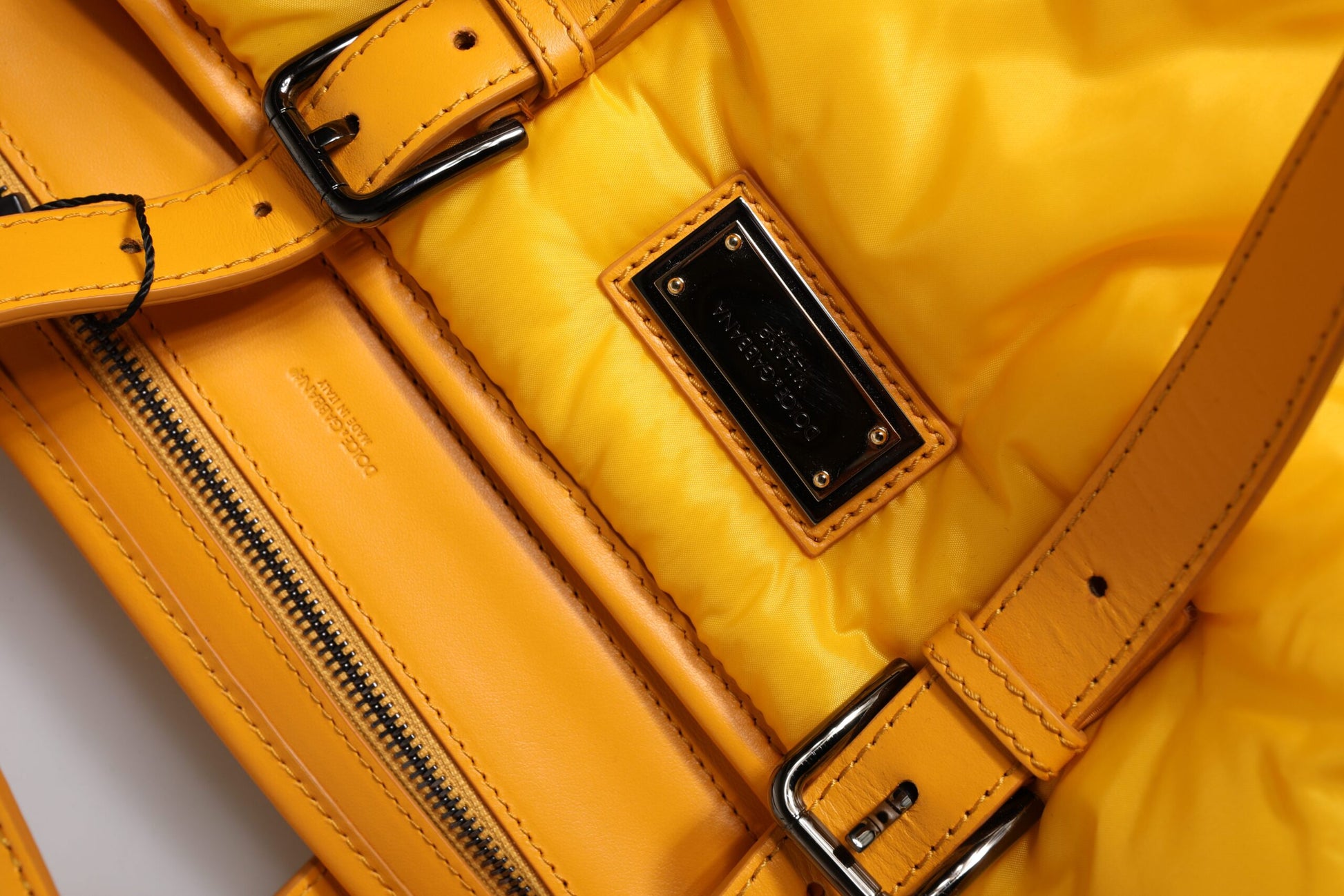 Dolce & Gabbana Yellow Orange Nylon Logo Plaque Hand Shoulder Duffle Bag - ClickThatClicks 