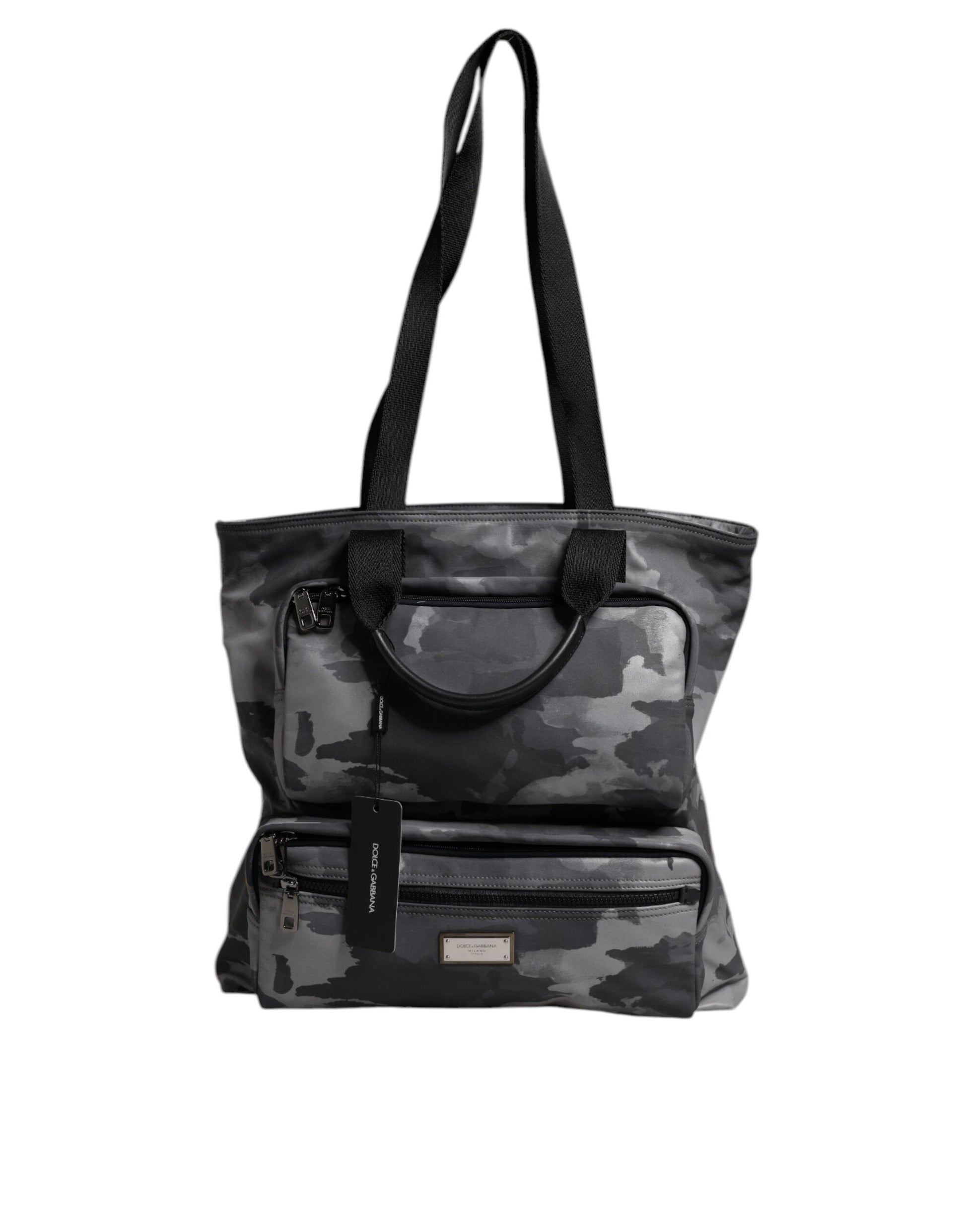 Dolce & Gabbana Gray Camo Cotton Multiple Compartments Tote Bag - ClickThatClicks 
