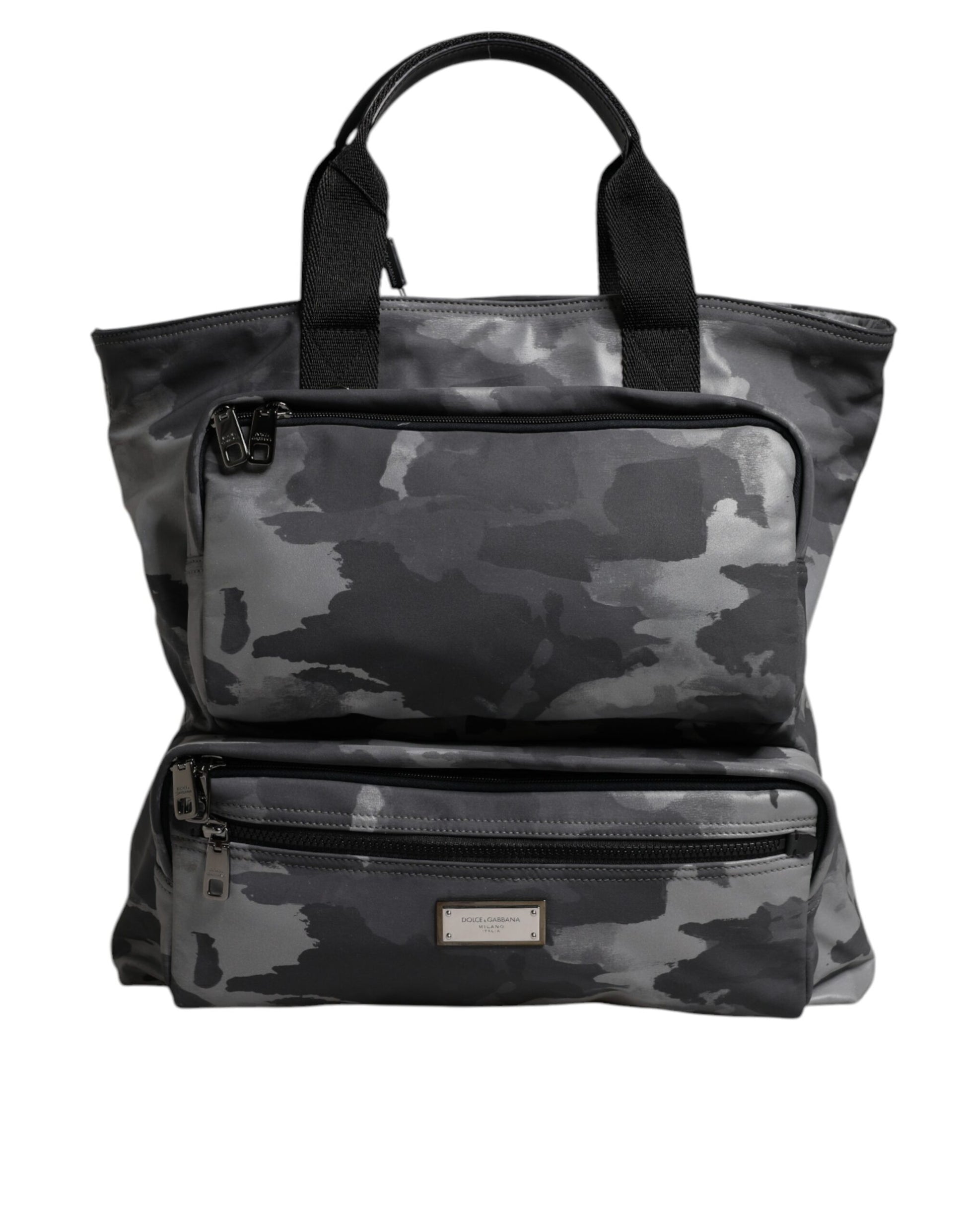 Dolce & Gabbana Gray Camo Cotton Multiple Compartments Tote Bag - ClickThatClicks 