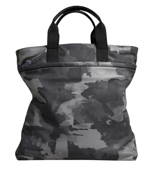 Dolce & Gabbana Gray Camo Cotton Multiple Compartments Tote Bag - ClickThatClicks 