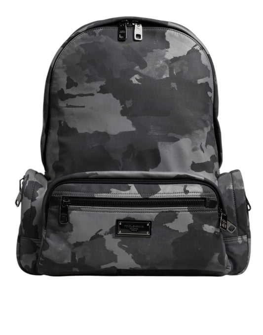 Dolce & Gabbana Gray Cotton Camouflage Logo Plaque Backpack Bag - ClickThatClicks 