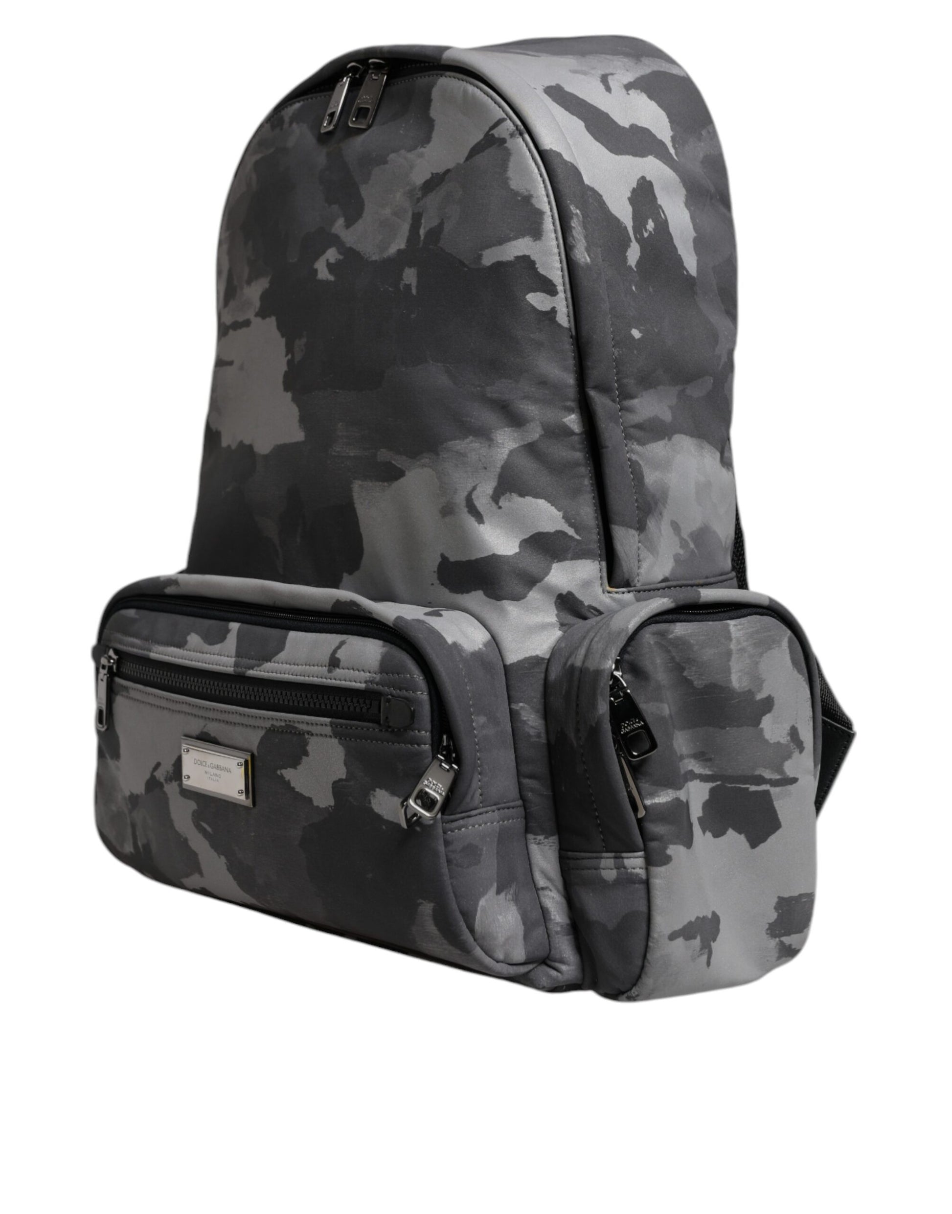 Dolce & Gabbana Gray Cotton Camouflage Logo Plaque Backpack Bag - ClickThatClicks 