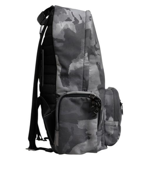 Dolce & Gabbana Gray Cotton Camouflage Logo Plaque Backpack Bag - ClickThatClicks 