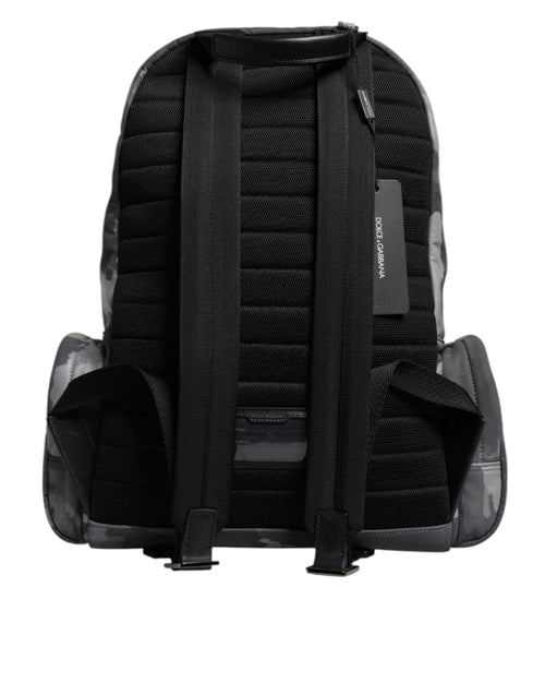Dolce & Gabbana Gray Cotton Camouflage Logo Plaque Backpack Bag - ClickThatClicks 