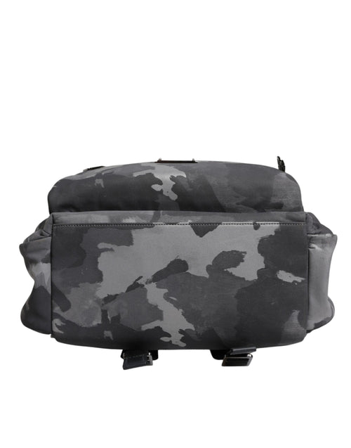 Dolce & Gabbana Gray Cotton Camouflage Logo Plaque Backpack Bag - ClickThatClicks 