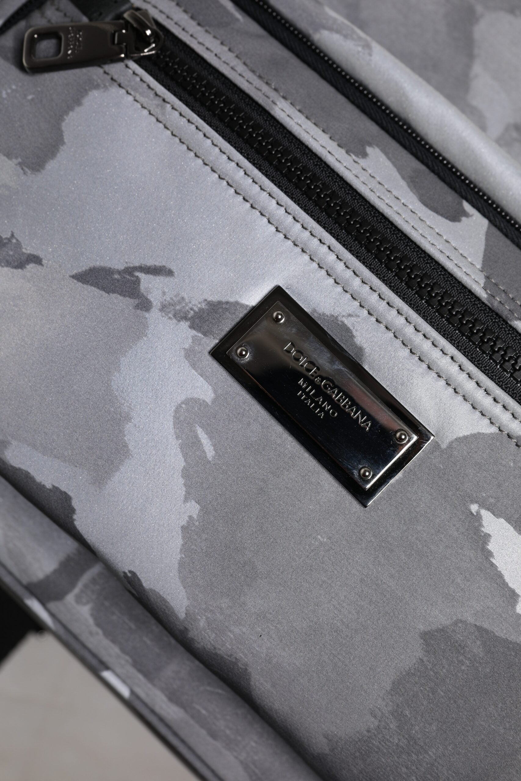 Dolce & Gabbana Gray Cotton Camouflage Logo Plaque Backpack Bag - ClickThatClicks 
