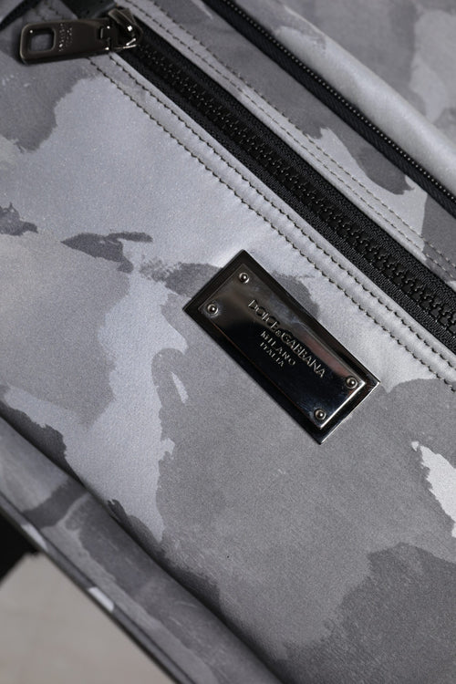 Dolce & Gabbana Gray Cotton Camouflage Logo Plaque Backpack Bag - ClickThatClicks 