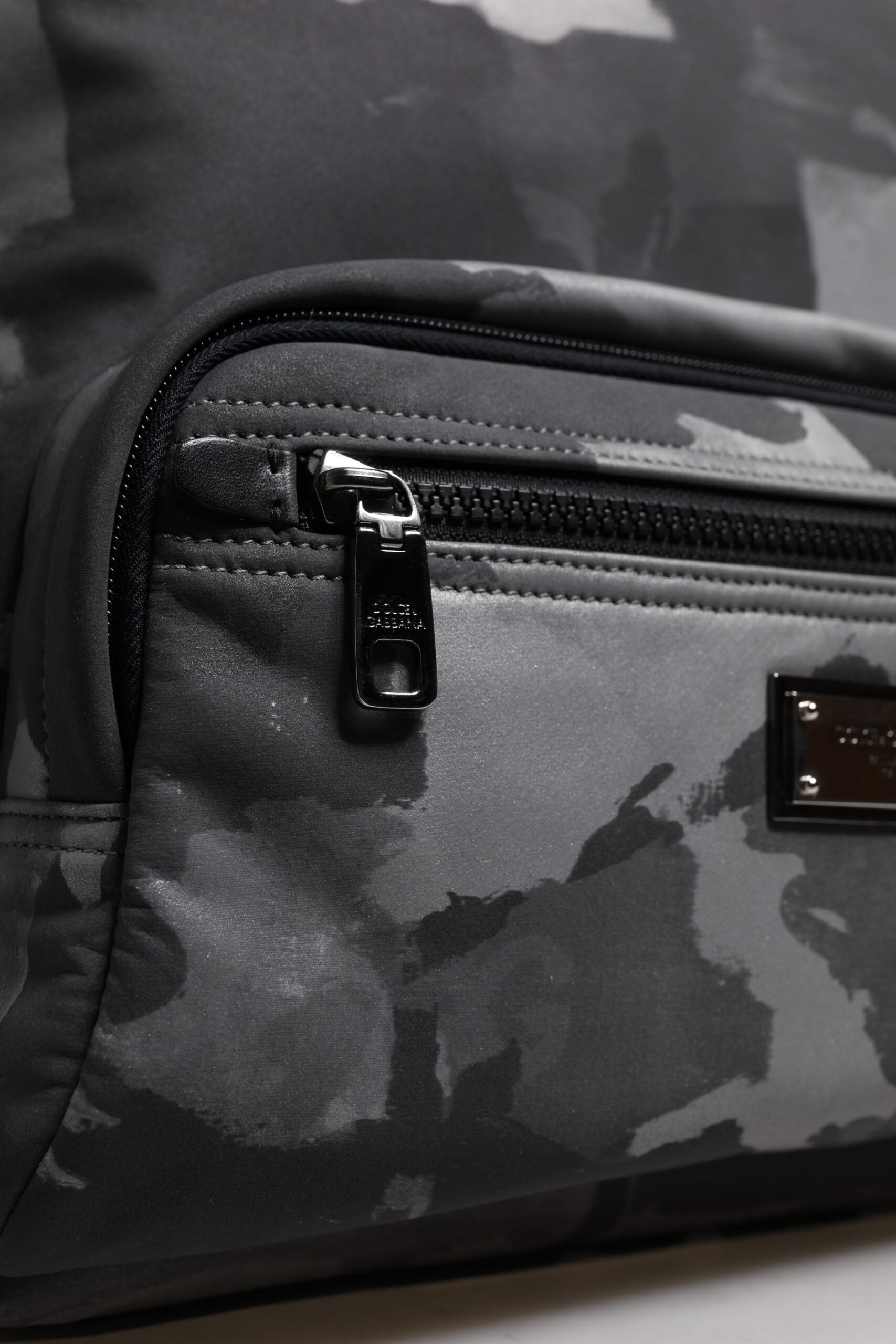 Dolce & Gabbana Gray Cotton Camouflage Logo Plaque Backpack Bag - ClickThatClicks 
