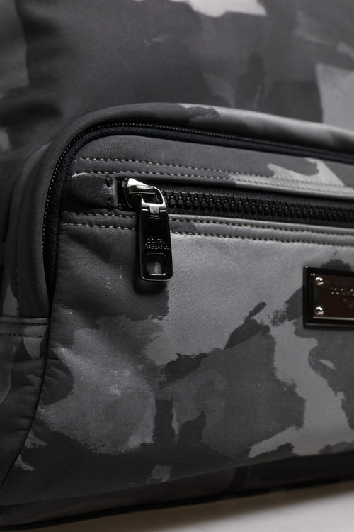 Dolce & Gabbana Gray Cotton Camouflage Logo Plaque Backpack Bag - ClickThatClicks 