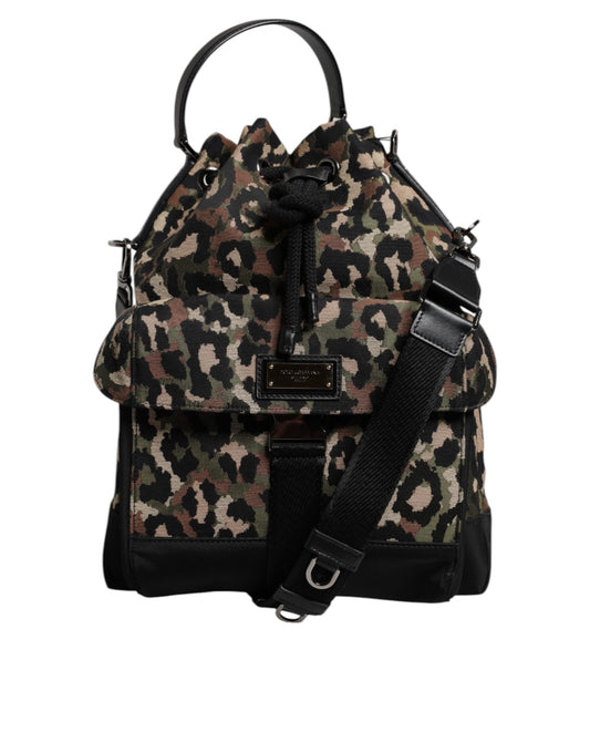 Dolce & Gabbana Multicolor Leopard Cotton Shoulder Bucket Bag - ClickThatClicks 