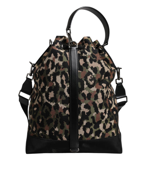 Dolce & Gabbana Multicolor Leopard Cotton Shoulder Bucket Bag - ClickThatClicks 