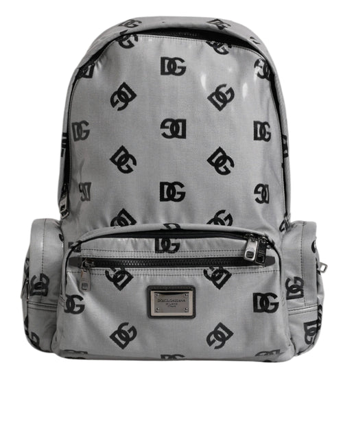 Dolce & Gabbana Polyester Gray Black DG Logo Plaque Backpack Bag - ClickThatClicks 