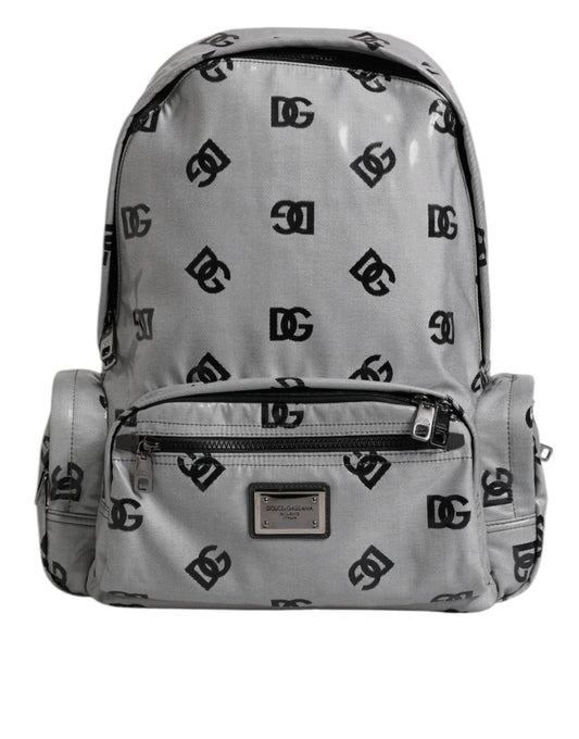 Dolce & Gabbana Polyester Gray Black DG Logo Plaque Backpack Bag - ClickThatClicks 