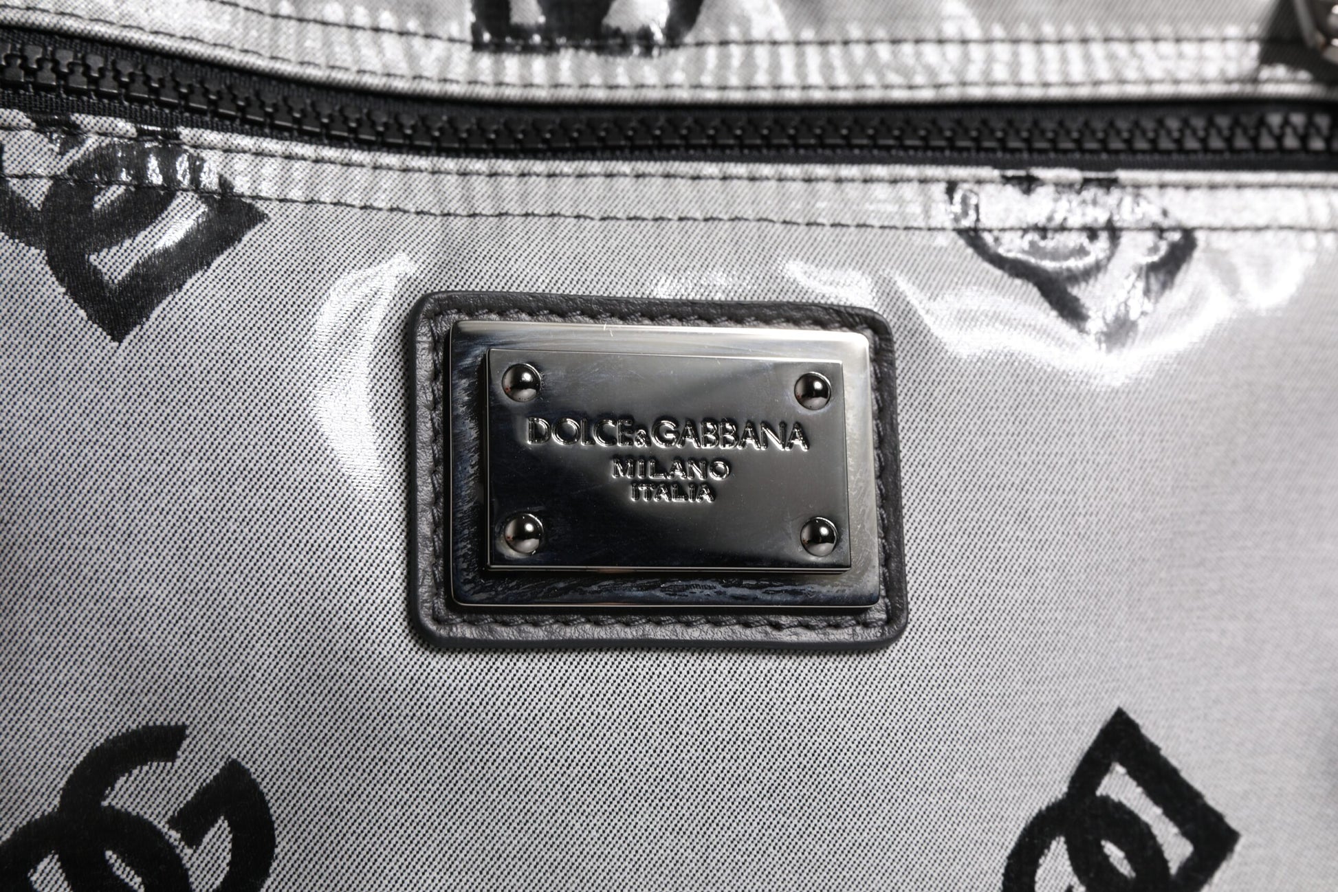 Dolce & Gabbana Polyester Gray Black DG Logo Plaque Backpack Bag - ClickThatClicks 