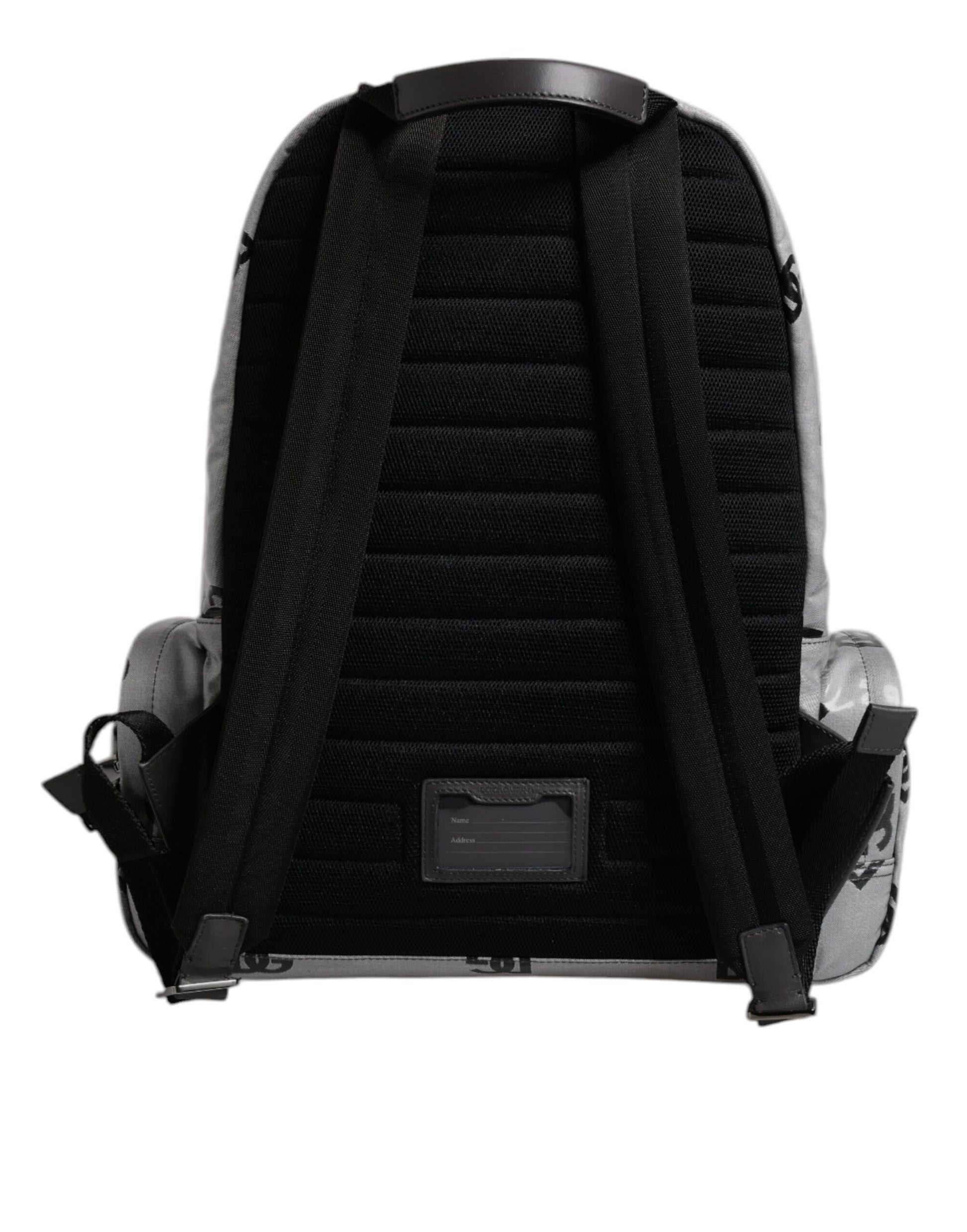 Dolce & Gabbana Polyester Gray Black DG Logo Plaque Backpack Bag - ClickThatClicks 
