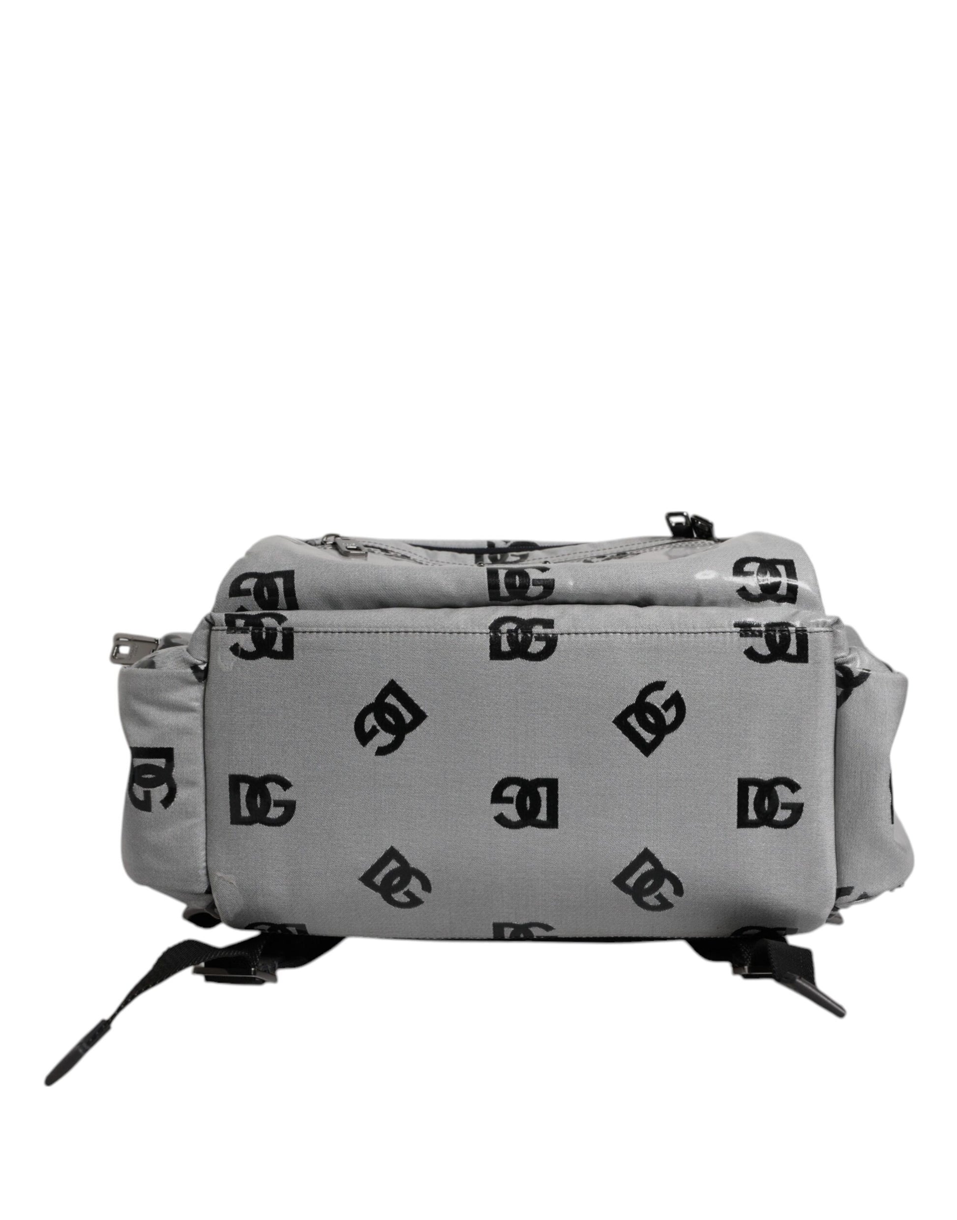 Dolce & Gabbana Polyester Gray Black DG Logo Plaque Backpack Bag - ClickThatClicks 