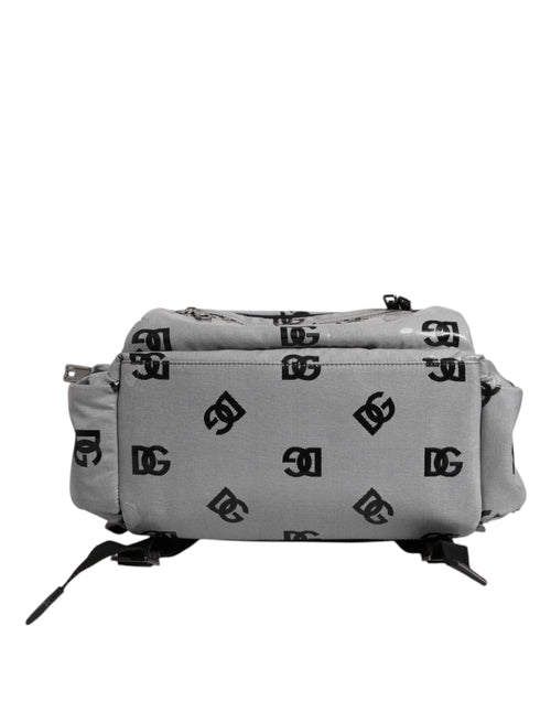 Dolce & Gabbana Polyester Gray Black DG Logo Plaque Backpack Bag - ClickThatClicks 