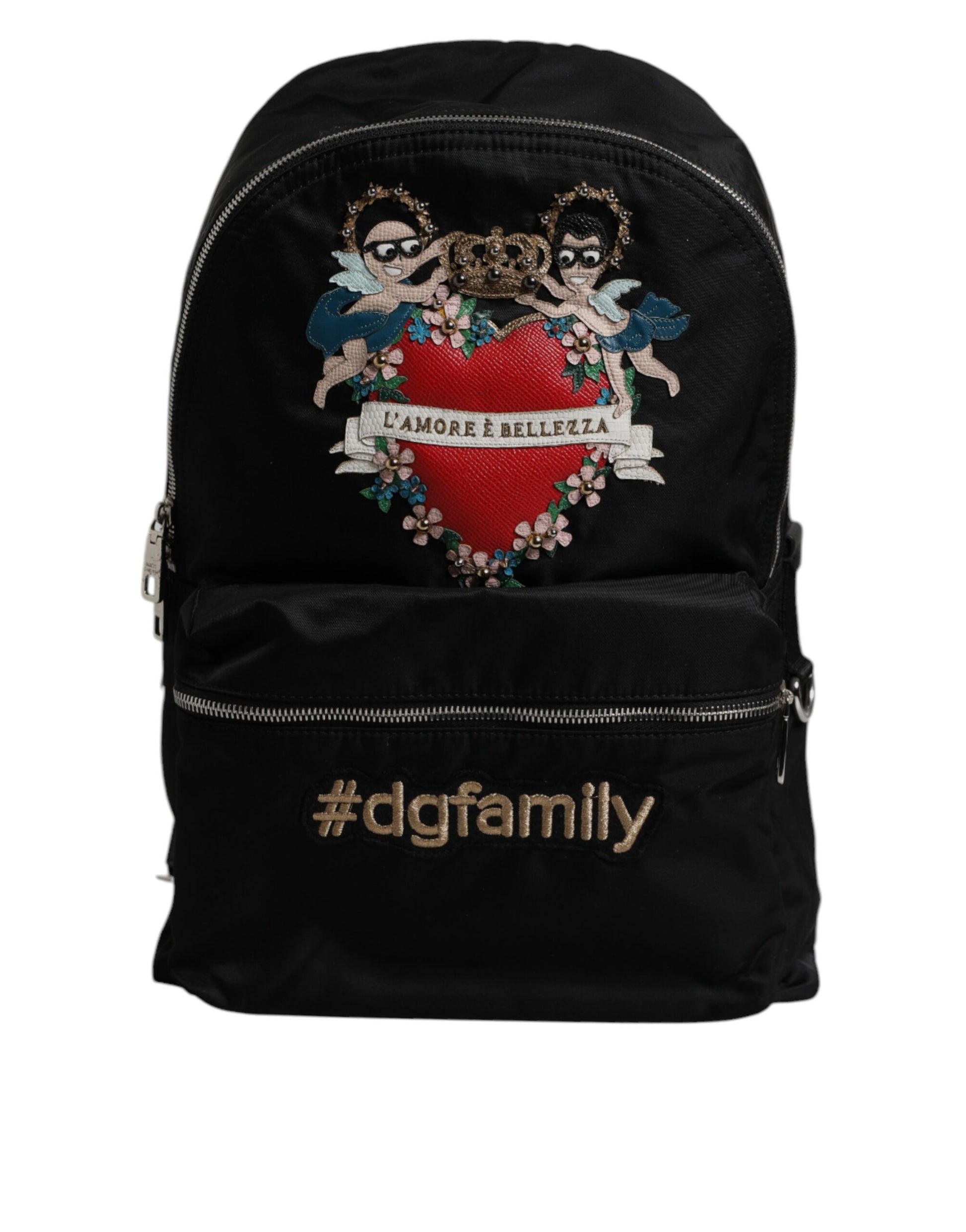 Dolce & Gabbana Black Nylon #DGFAMILY Embellished Backpack VULCANO Bag - ClickThatClicks 