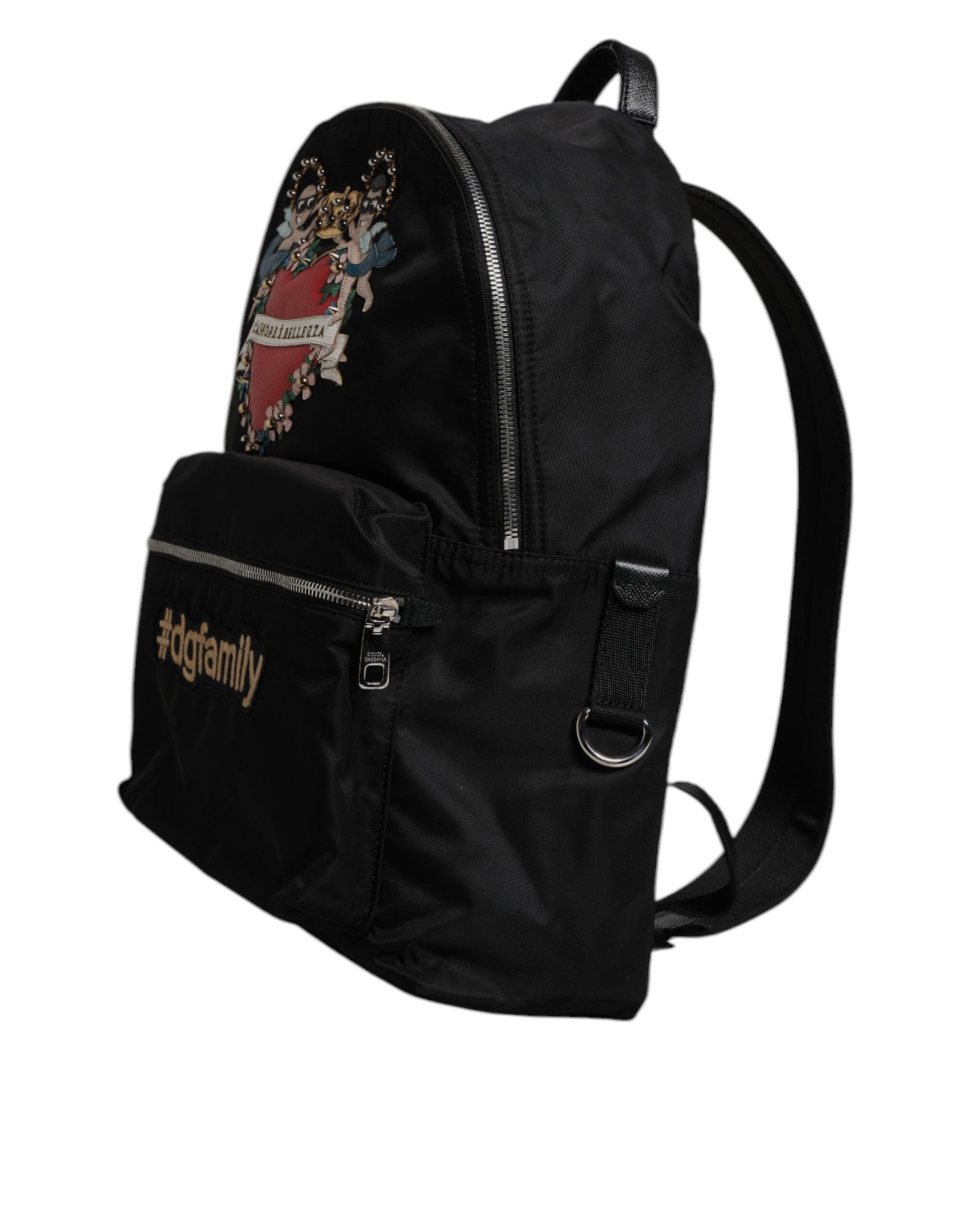 Dolce & Gabbana Black Nylon #DGFAMILY Embellished Backpack VULCANO Bag - ClickThatClicks 