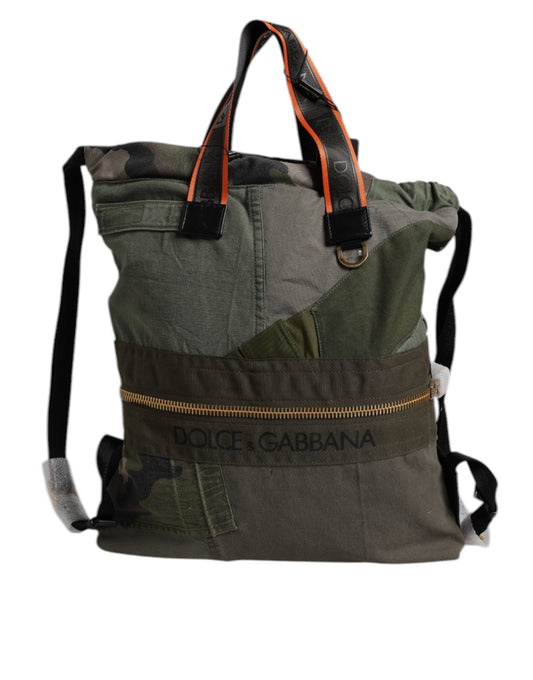 Dolce & Gabbana Military Green Patchwork Rucksack Backpack Bag - ClickThatClicks 