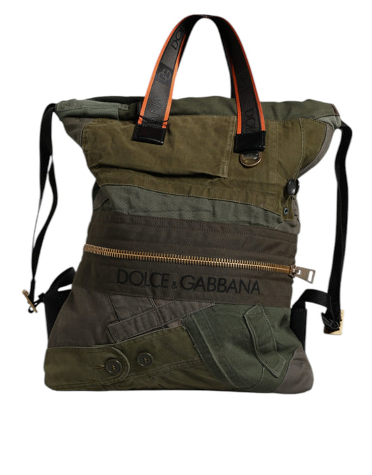 Dolce & Gabbana Military Green Patchwork Rucksack Backpack Bag - ClickThatClicks 
