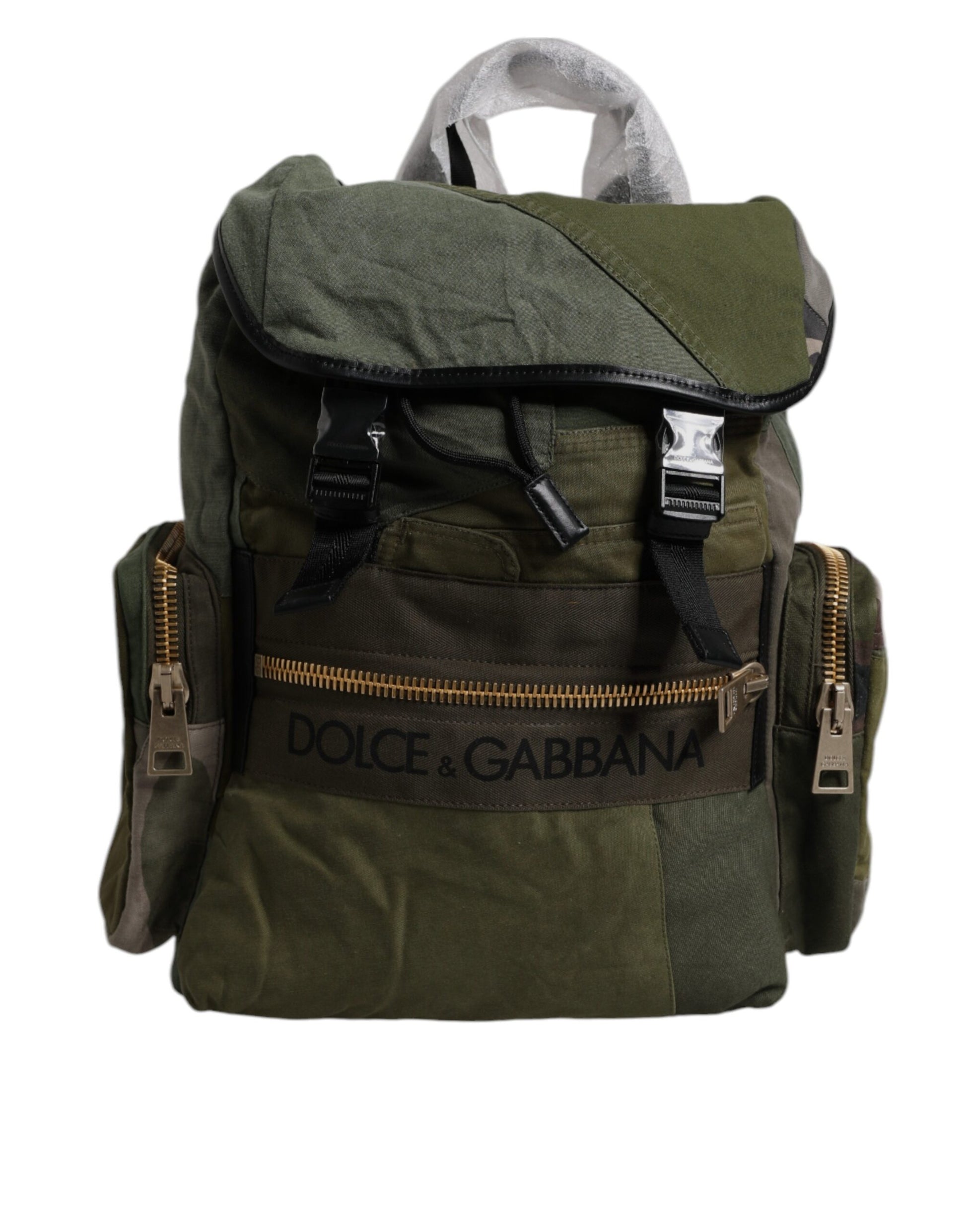 Dolce & Gabbana Military Green Patchwork Travel Backpack Bag - ClickThatClicks 