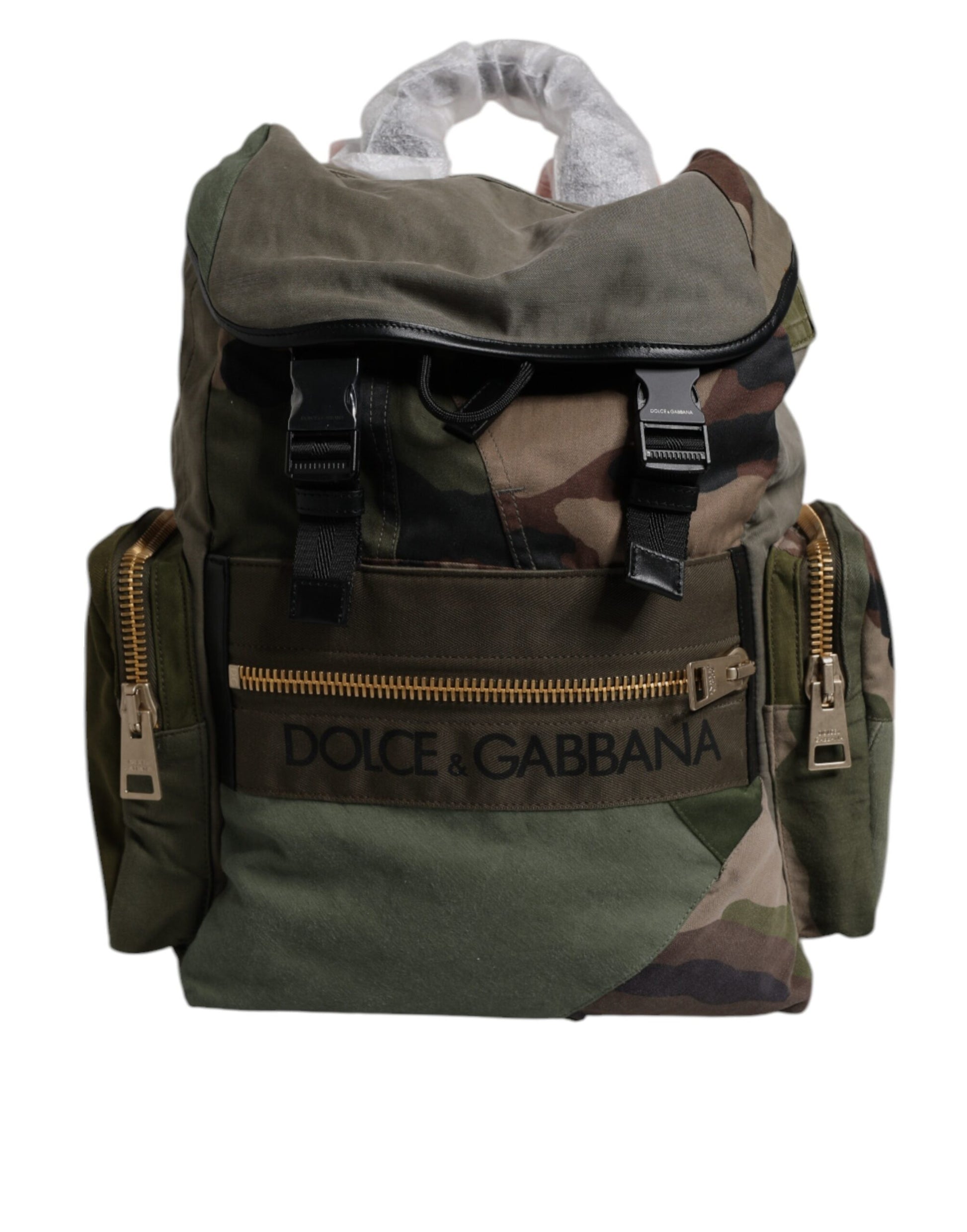 Dolce & Gabbana Military Green Patchwork Travel Backpack Bag - ClickThatClicks 