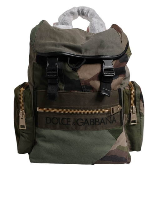 Dolce & Gabbana Military Green Patchwork Travel Backpack Bag - ClickThatClicks 