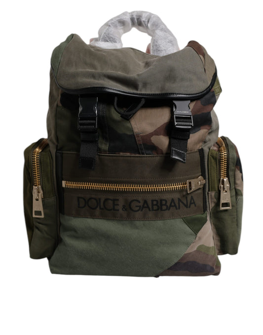 Dolce & Gabbana Military Green Patchwork Travel Backpack Bag - ClickThatClicks 