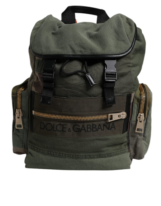 Dolce & Gabbana Military Green Patchwork Travel Backpack Bag - ClickThatClicks 