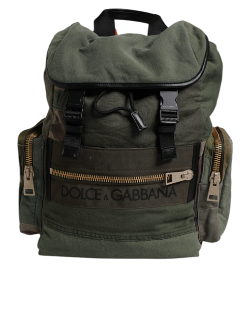 Dolce & Gabbana Military Green Patchwork Travel Backpack Bag - ClickThatClicks 