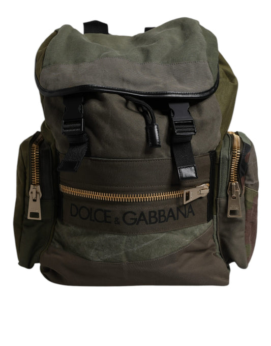 Dolce & Gabbana Military Green Patchwork School Backpack Bag - ClickThatClicks 