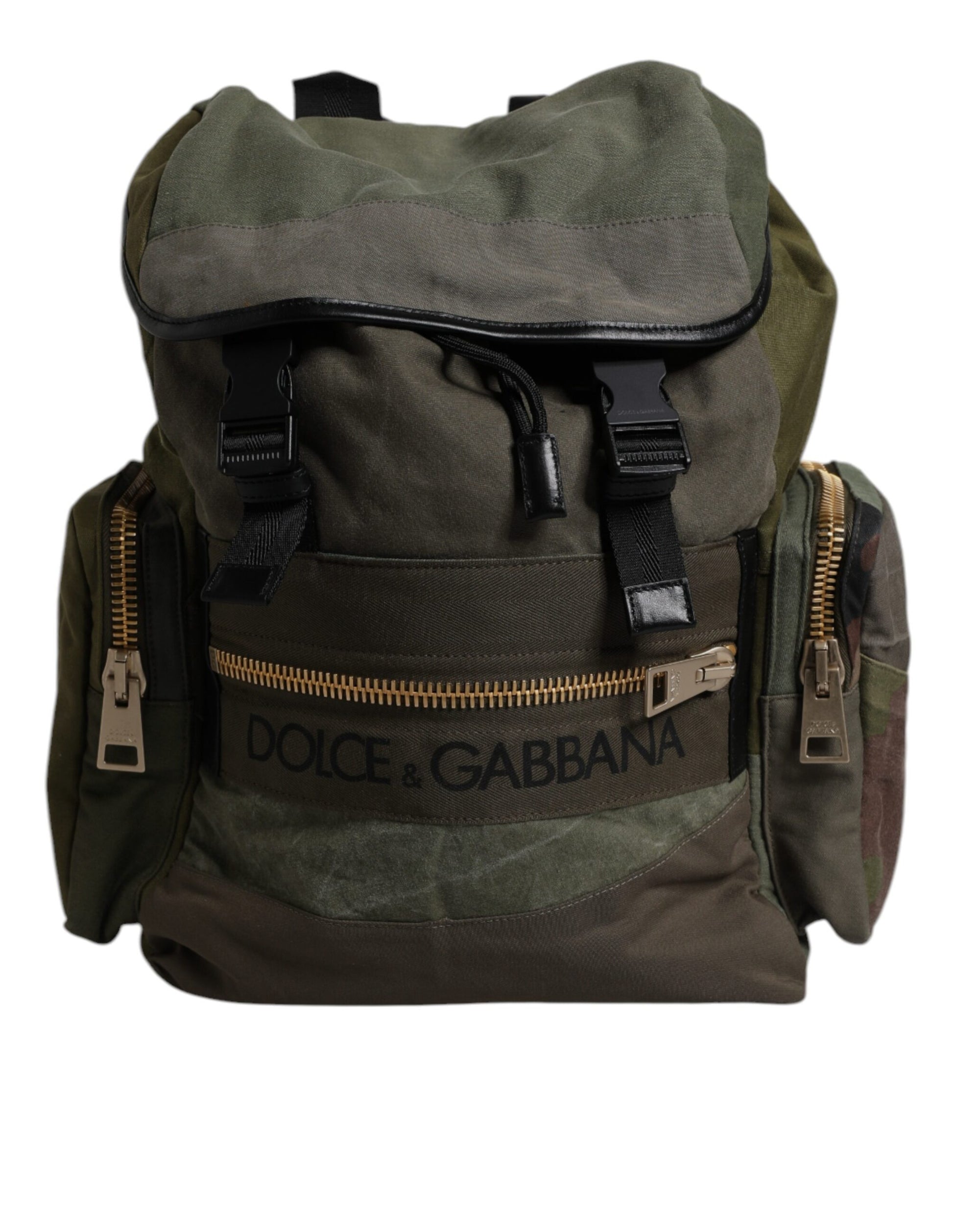 Dolce & Gabbana Military Green Patchwork School Backpack Bag - ClickThatClicks 