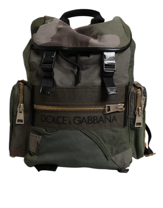 Dolce & Gabbana Military Green Patchwork Travel Backpack Bag - ClickThatClicks 